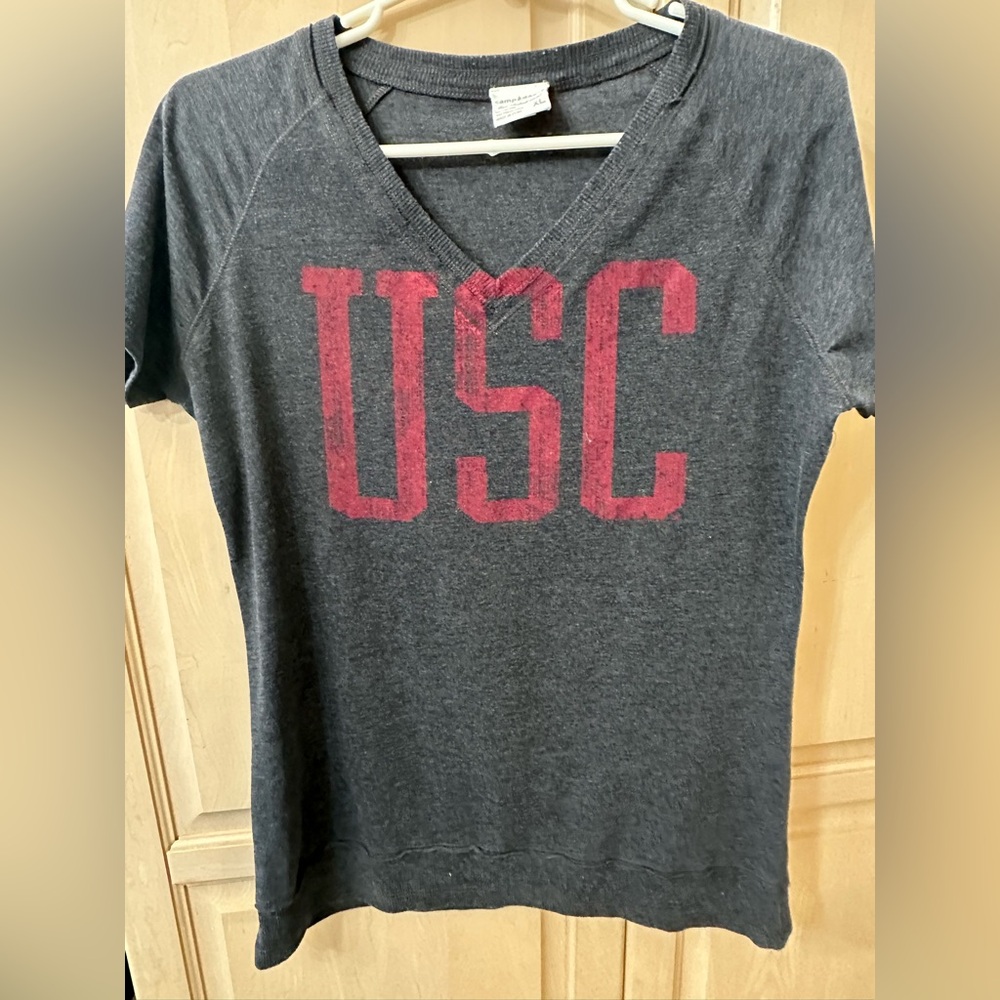 USC Women's Gray V-Neck Top